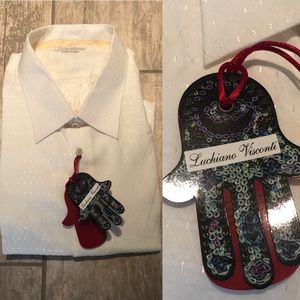 Luchiano Visconti White Long-Sleeve Dress Shirt